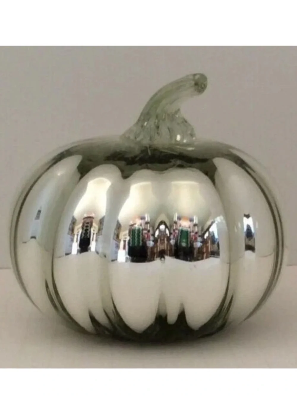 Pottery Barn Handblown Reflective Silver Mercury Glass Pumpkin Large Size NWT